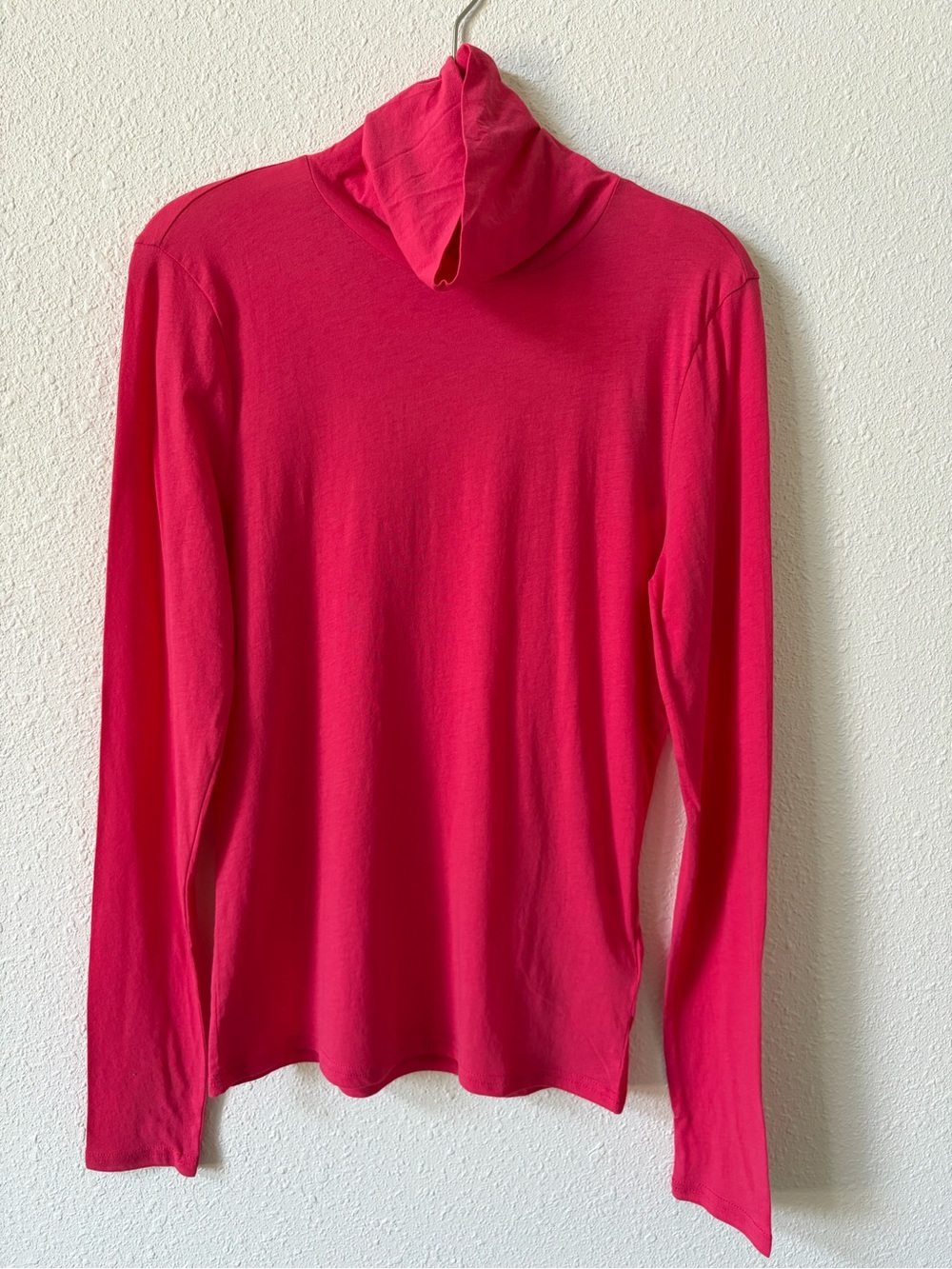 J Crew Feather Jersey Turtleneck Dragon Fruit Size Medium Colorful Minimalist